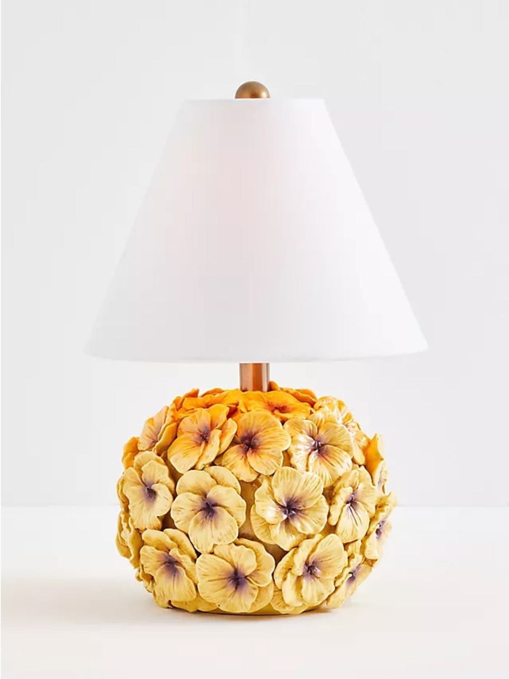 Anthropologie Sunshine Pansy Floral Table Lamp with White Shade